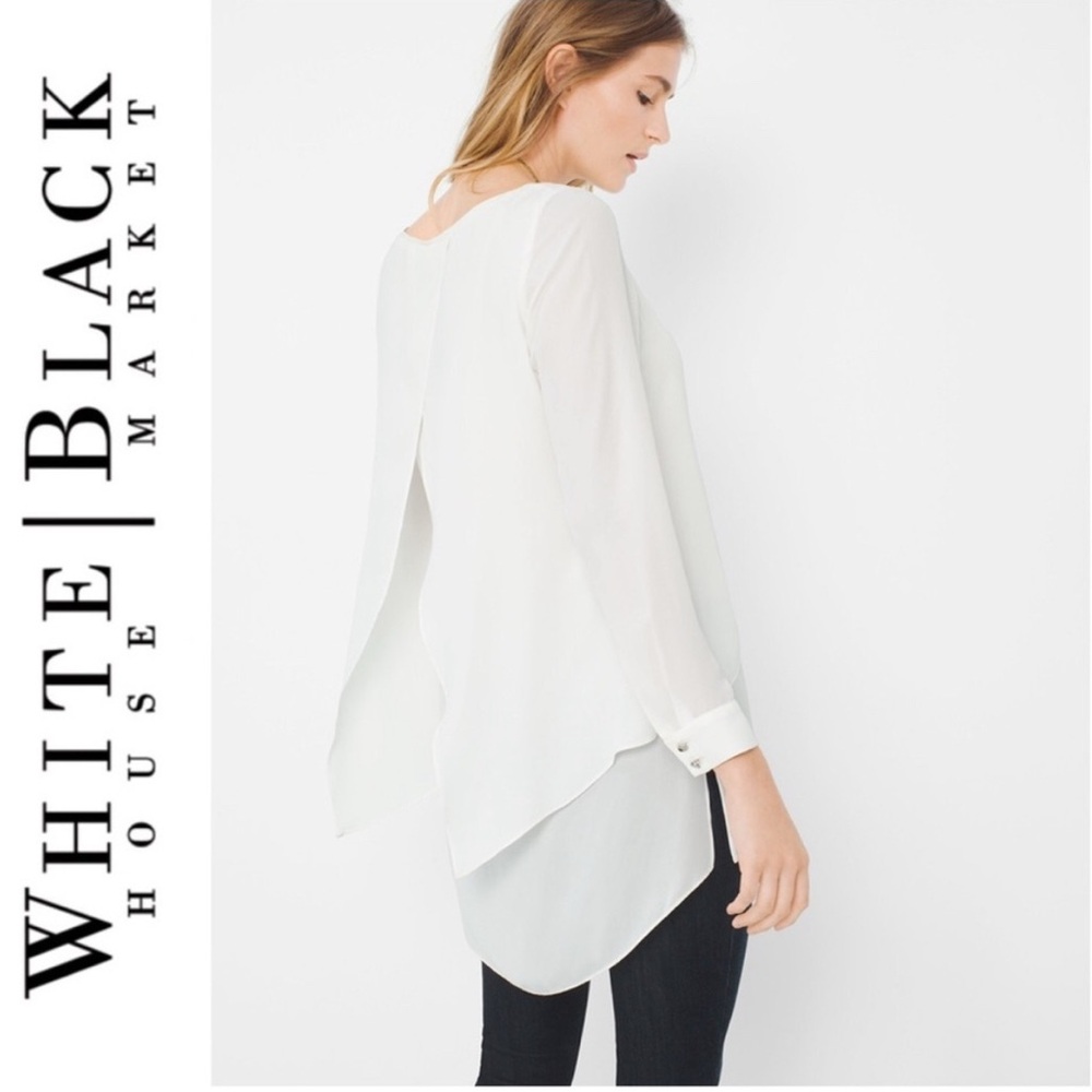 White House Black Market Flowing White Blouse